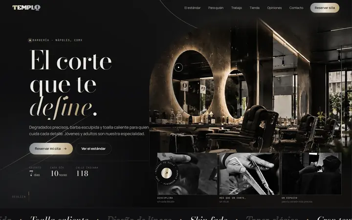 Sitio web de Templo Barbería, barbería en Nápoles, CDMX
